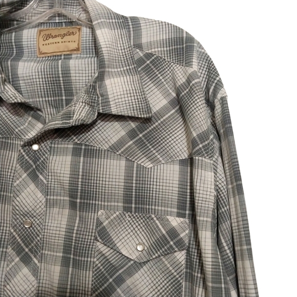 BOGO FREE  Wrangler Plaid Pearl Snap Short Sleeve Western Shirt Sz 3XL - Picture 2 of 6